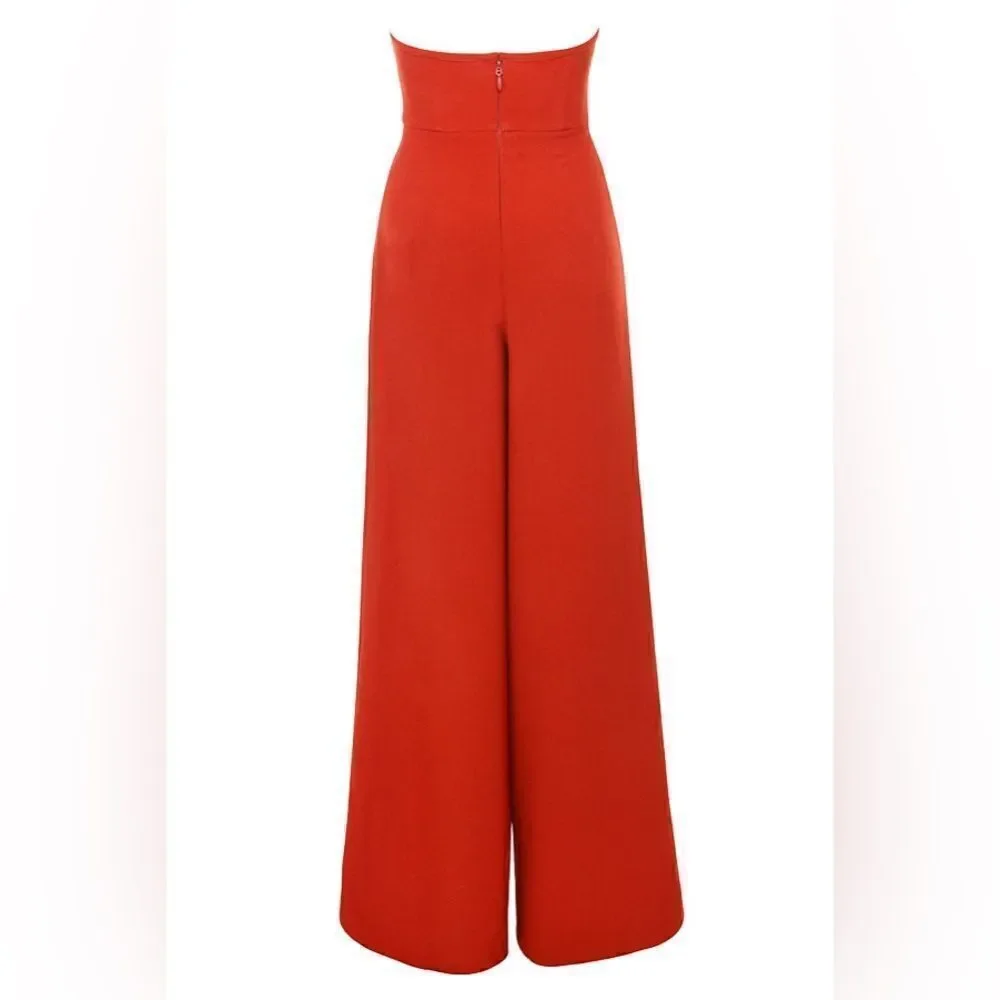 House of CB MARIEFRANCE RUST WIDE LEG CORSET JUMPSUIT